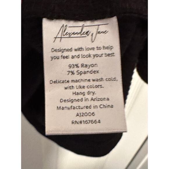 Alexander Jane L/XL Black Ribbed T-Shirt 93% Rayon & 7% Spandex - Picture 2 of 4